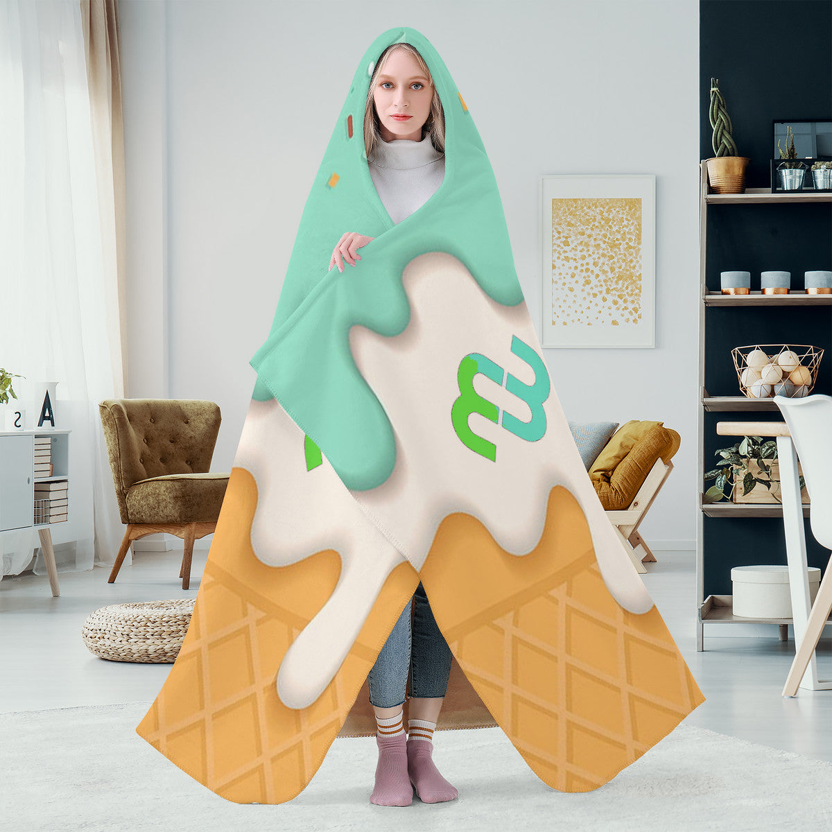 Ice cream cone mint SF_F15 Hooded Blanket