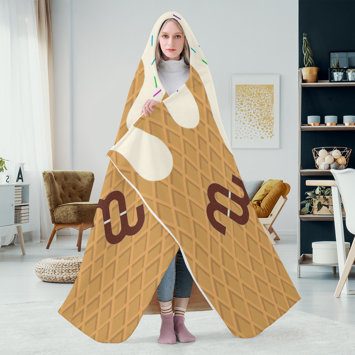 Ice cream cone vanilla SF_F15 Hooded Blanket