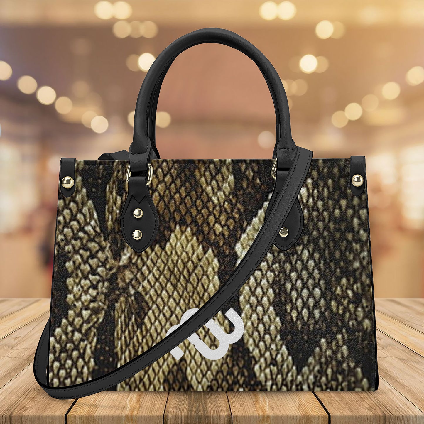 Money Bushae Snake Skin SF_B3 Luxury Women PU Tote Bag - Black