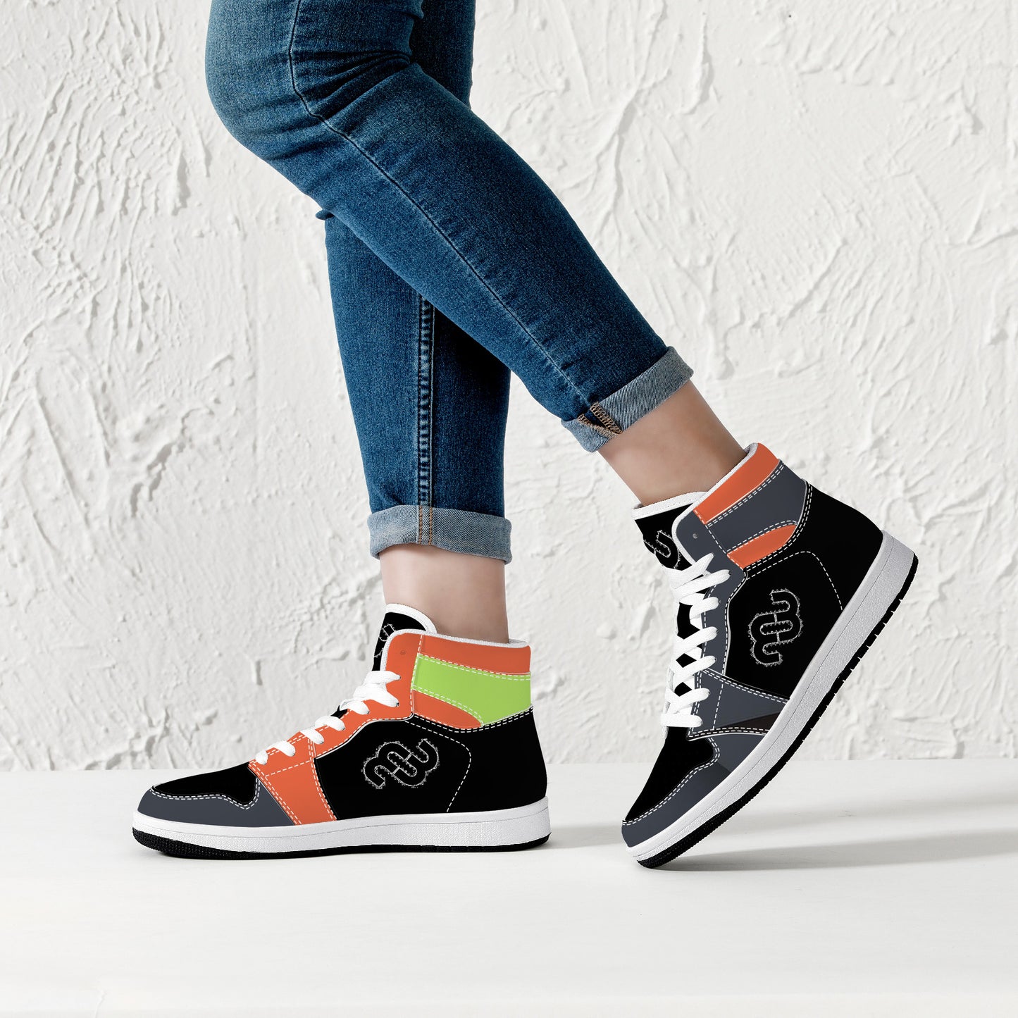 Money Bushae D16 High-Top Synthetic Leather Sneakers - White