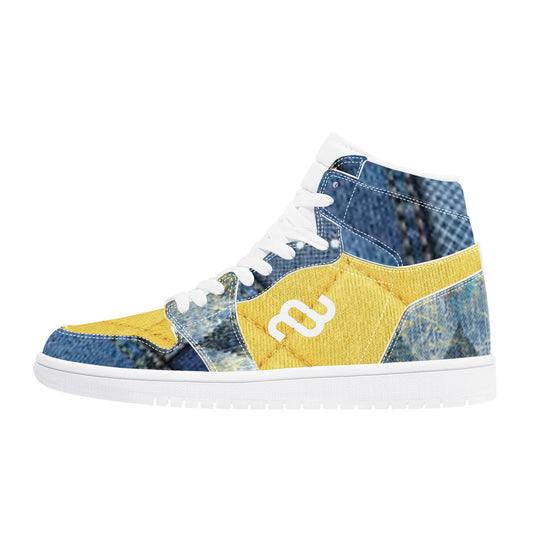 Money Bushae denim D17 High Top Synthetic Leather Sneaker