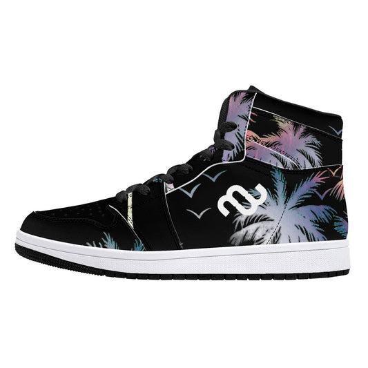 Money Bushae D16 High-Top Synthetic Leather Sneakers - Black