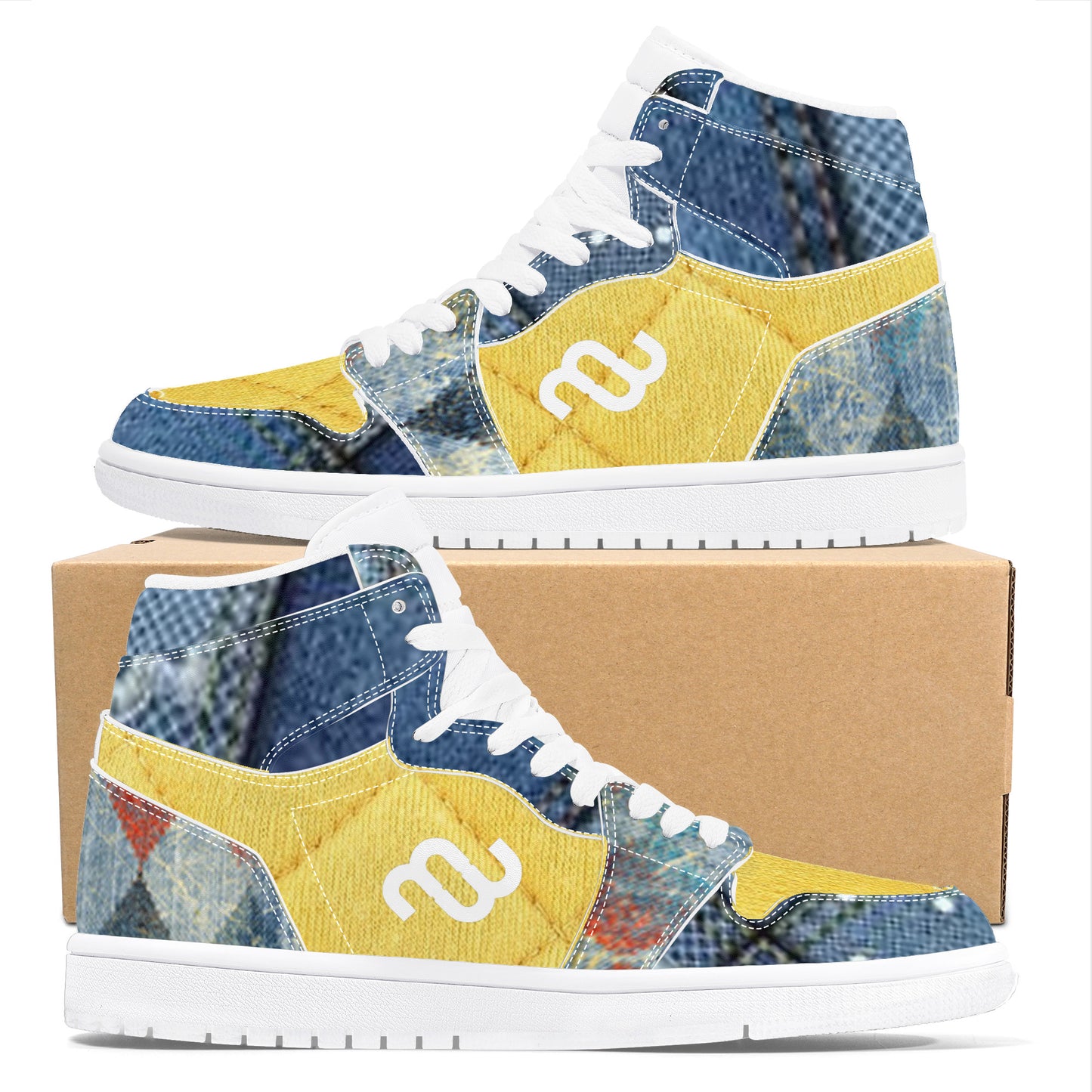 Money Bushae denim D17 High Top Synthetic Leather Sneaker