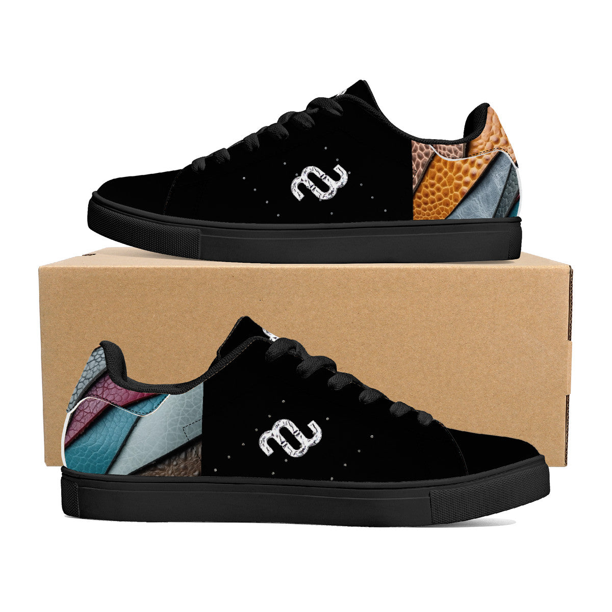 Money Bushae D27 Low-Top Synthetic Leather Sneakers - Black