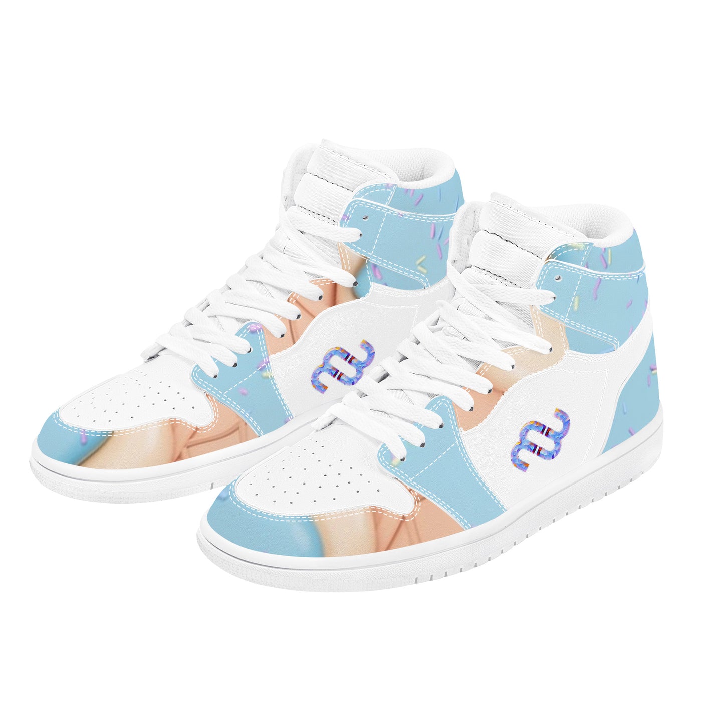 Money Bushae Ice Cream blue D17 High Top Synthetic Leather Sneaker