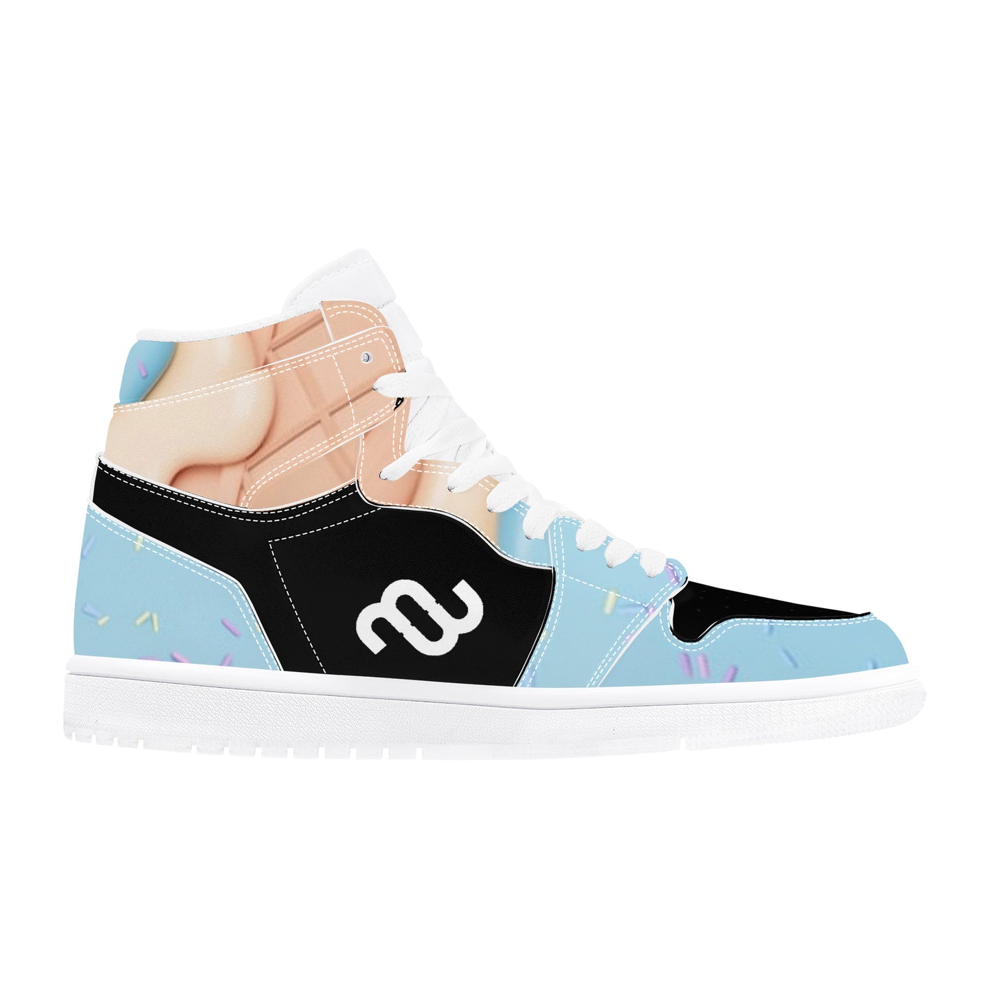 Money Bushae Ice Cream Cone Blue D17 High Top Synthetic Leather Sneaker