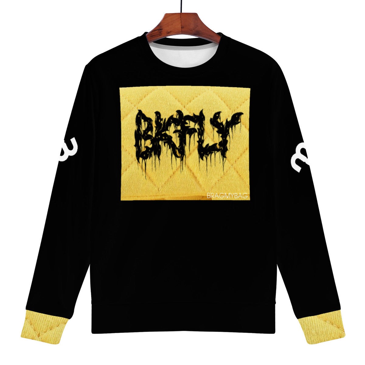 BKFLY Black Yellow Men's All Over Print Sweater