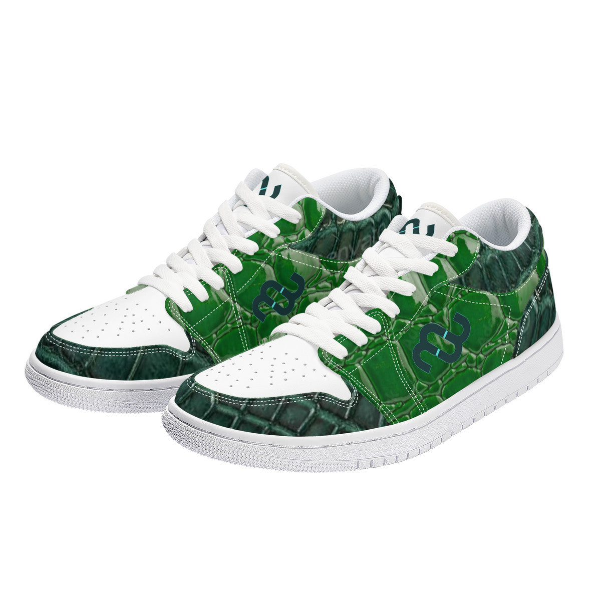 Money Bushae alligator green SF_S40 Unisex Low Top Skateboard Sneakers - White