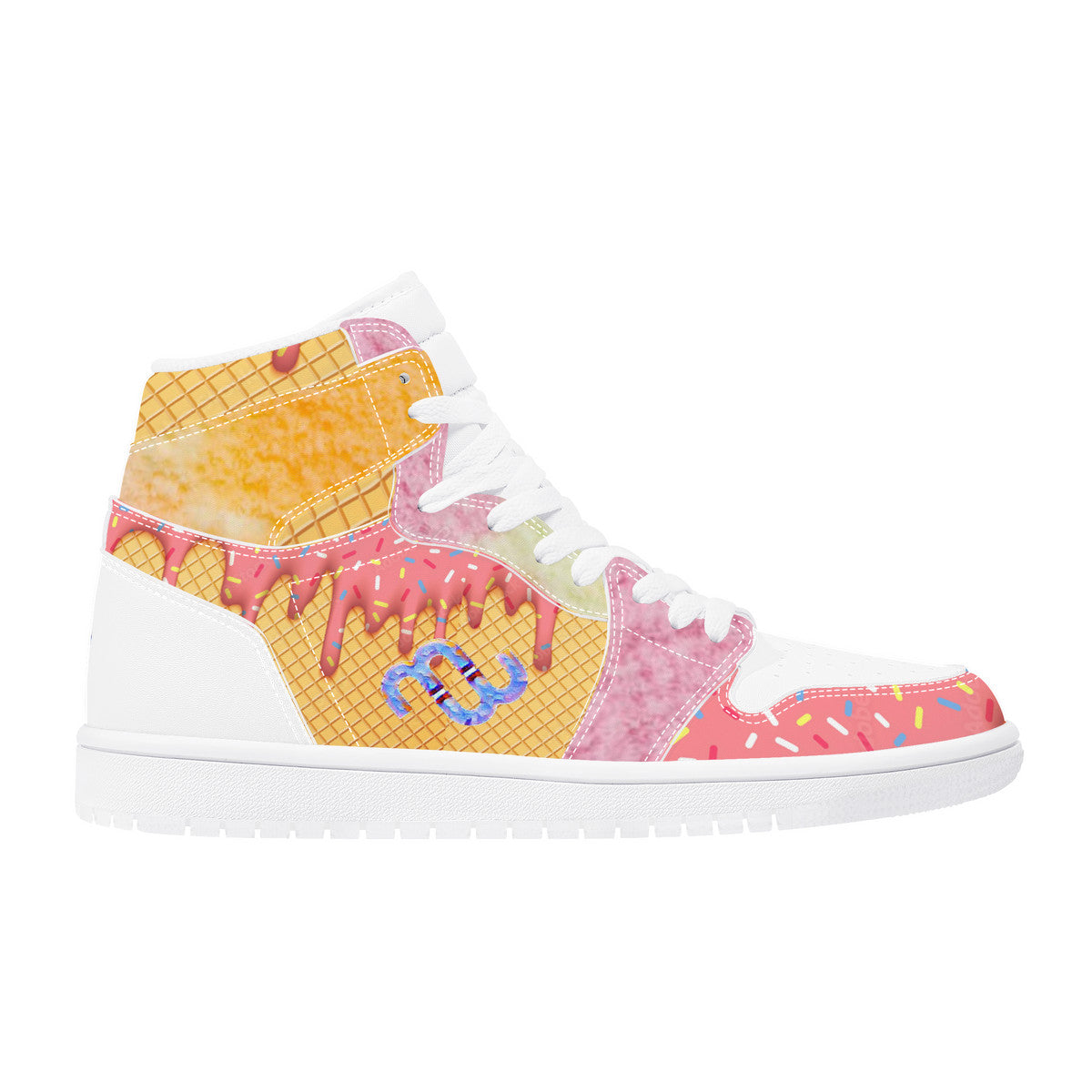 Money Bushae ice cream cone sherbet D17 High Top Synthetic Leather Sneaker