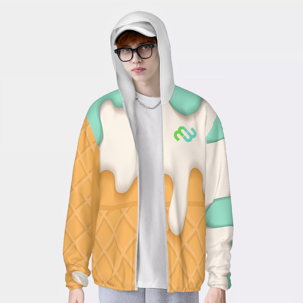 Money Bushae ice cream cone mint HC_F1 Sun Protective Lightweight Zipper Hoodie