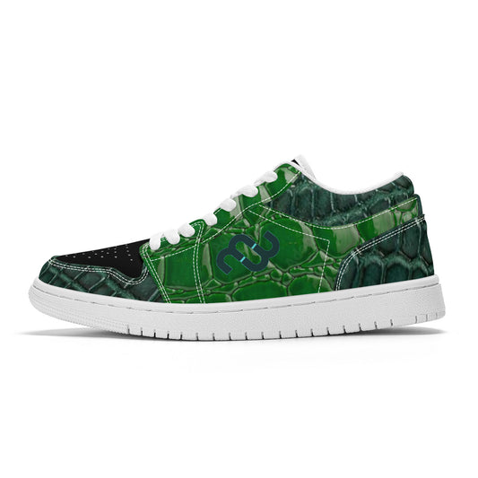 Money Bushae alligator green SF_S40 Unisex Low Top Skateboard Sneakers - White