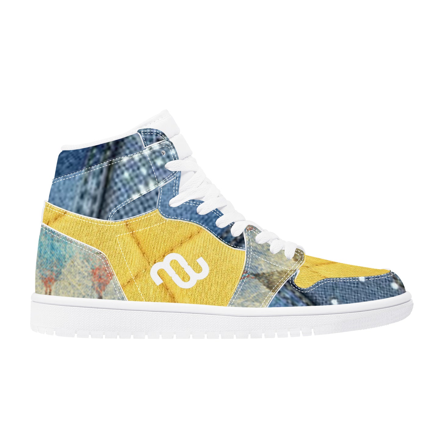 Money Bushae denim D17 High Top Synthetic Leather Sneaker