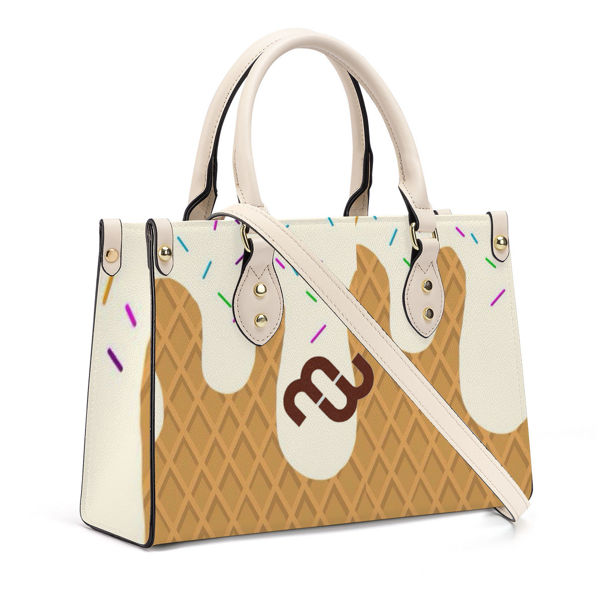 Money Bushae ice cream cone vanilla SF_B3 Luxury Women PU Tote Bag - White