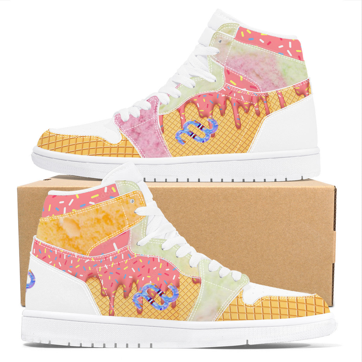 Money Bushae ice cream cone sherbet D17 High Top Synthetic Leather Sneaker