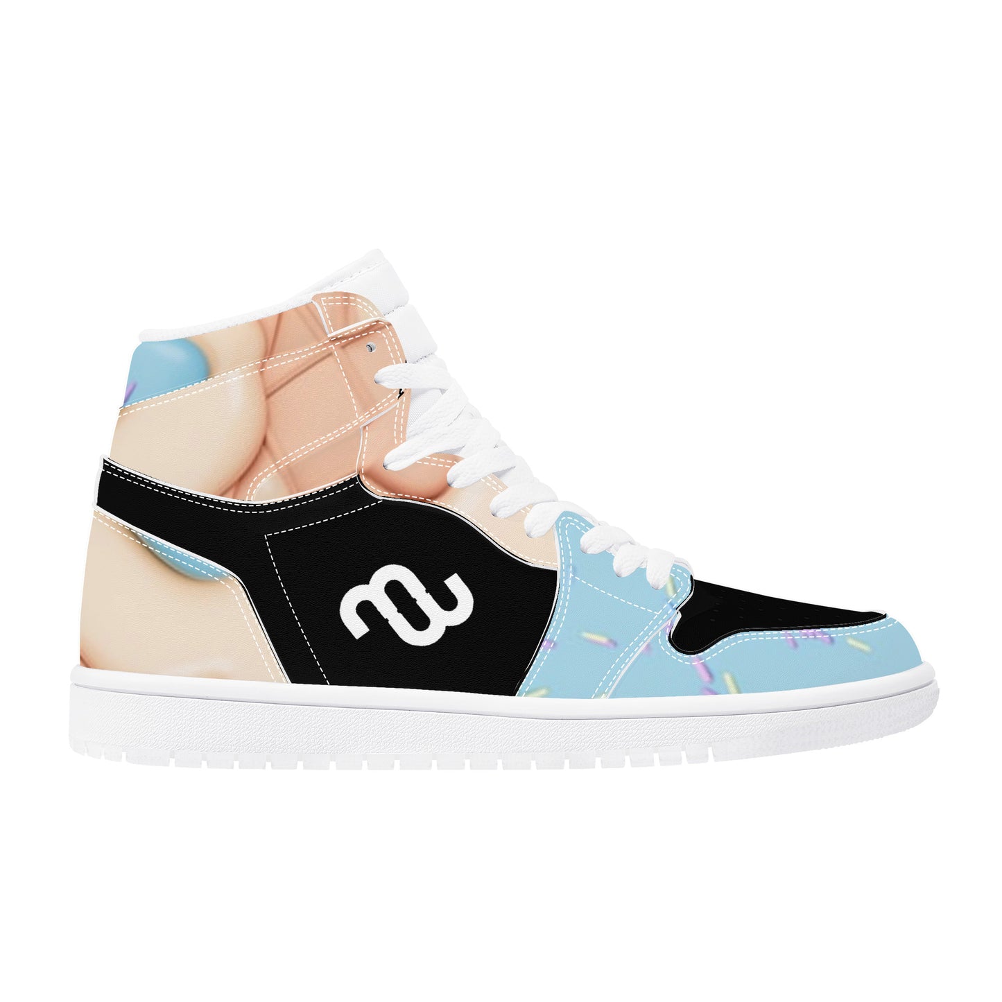 Money Bushae Ice Cream Cone Blue D17 High Top Synthetic Leather Sneaker