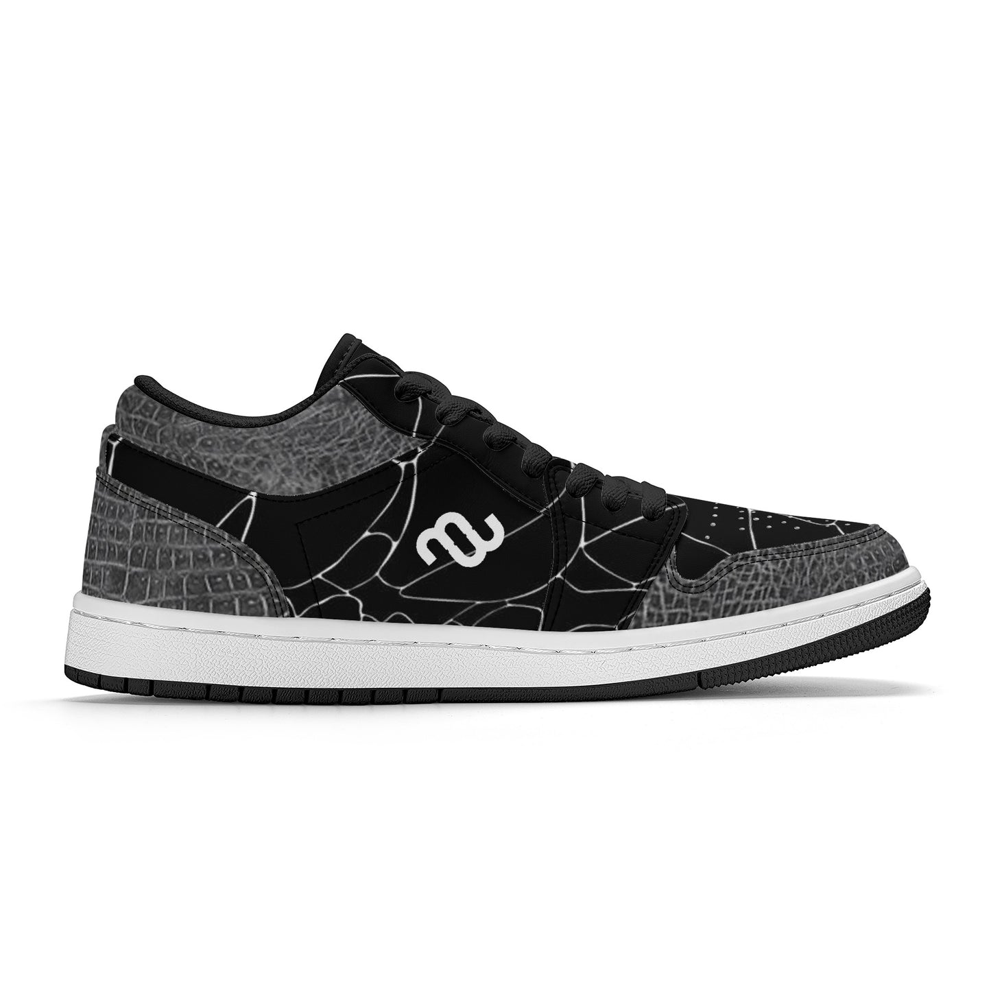 Money Bushae Gator Skin SF_S40 Unisex Low Top Skateboard Sneakers - Black