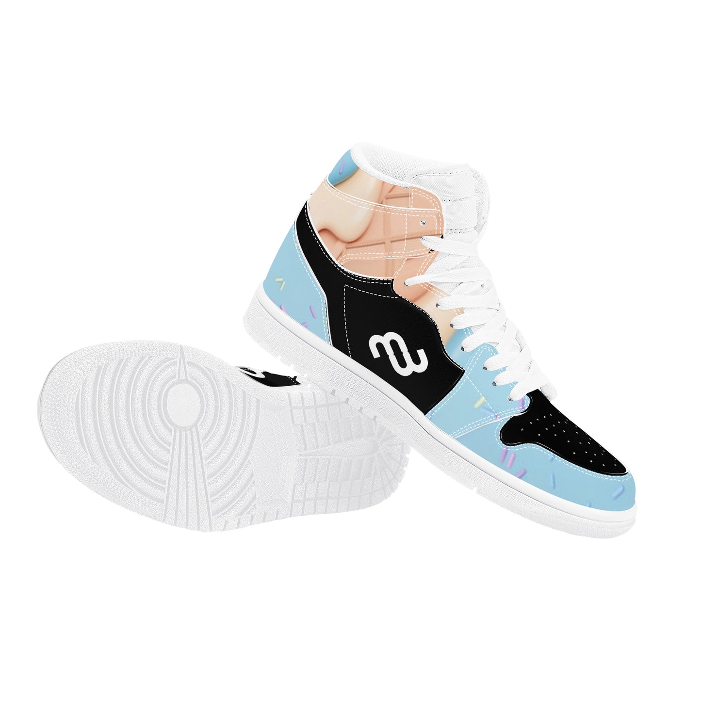 Money Bushae Ice Cream Cone Blue D17 High Top Synthetic Leather Sneaker