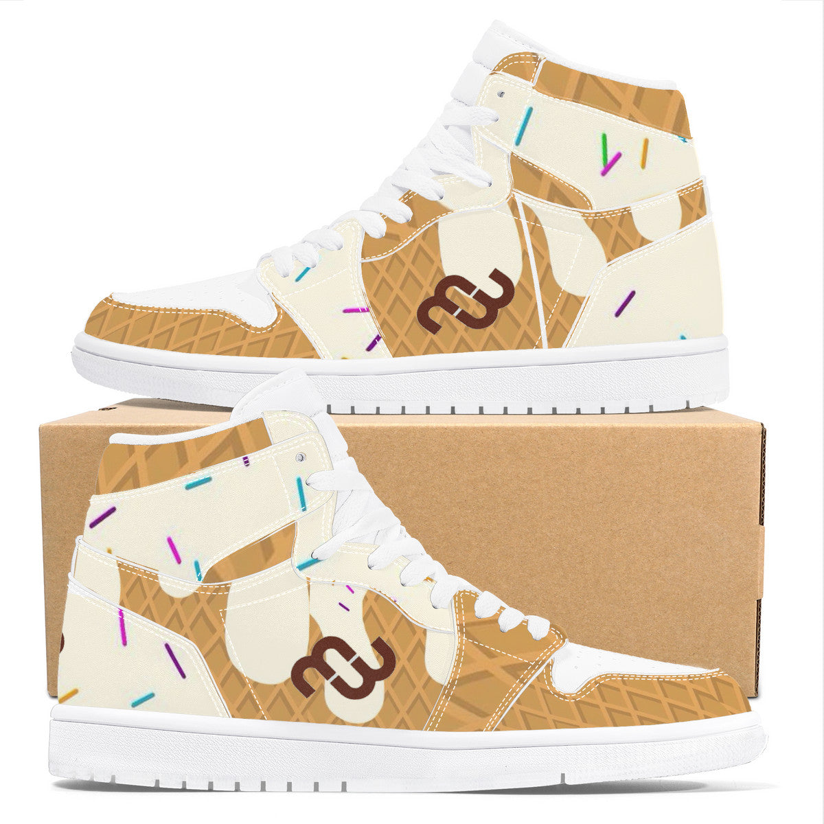 Money Bushae ice cream cone vanilla D17 High Top Synthetic Leather Sneaker