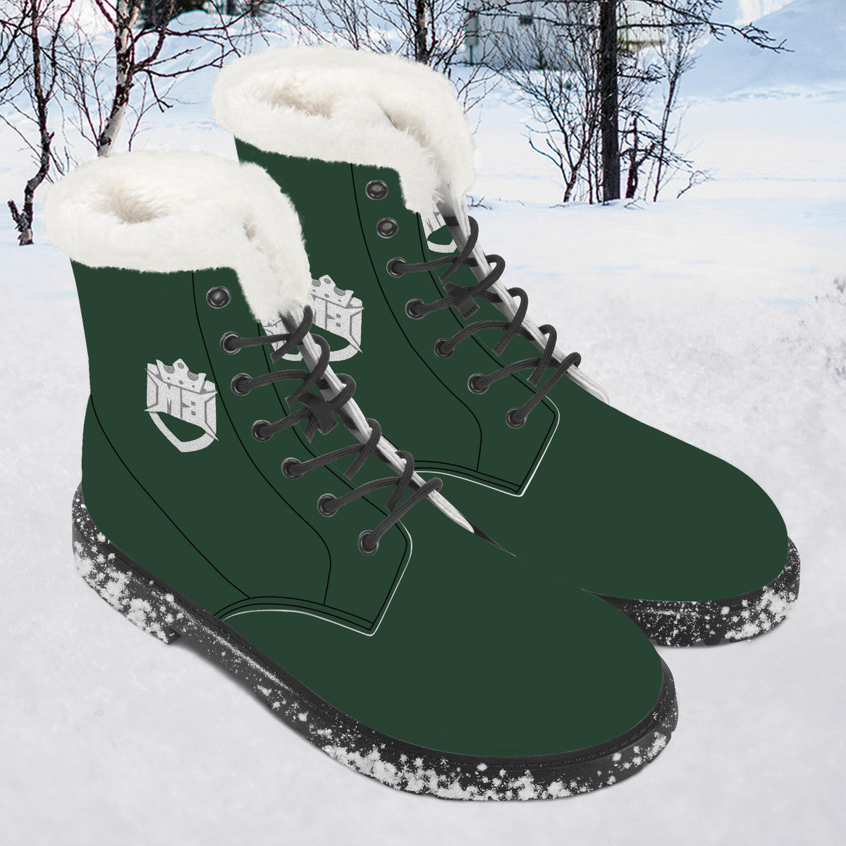 Money Bushae Money Green SF_D86 Faux Fur Synthetic Leather Boot