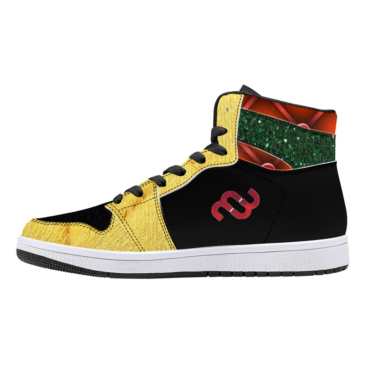 Money Bushae D16 High-Top Synthetic Leather Sneakers - Black