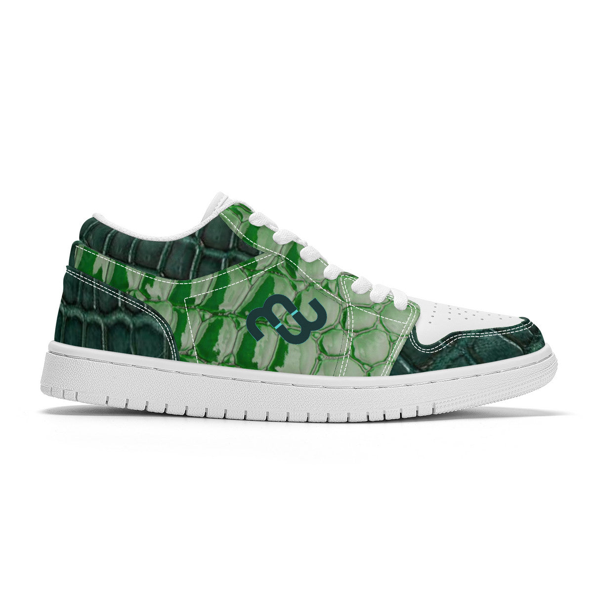 Money Bushae alligator green SF_S40 Unisex Low Top Skateboard Sneakers - White