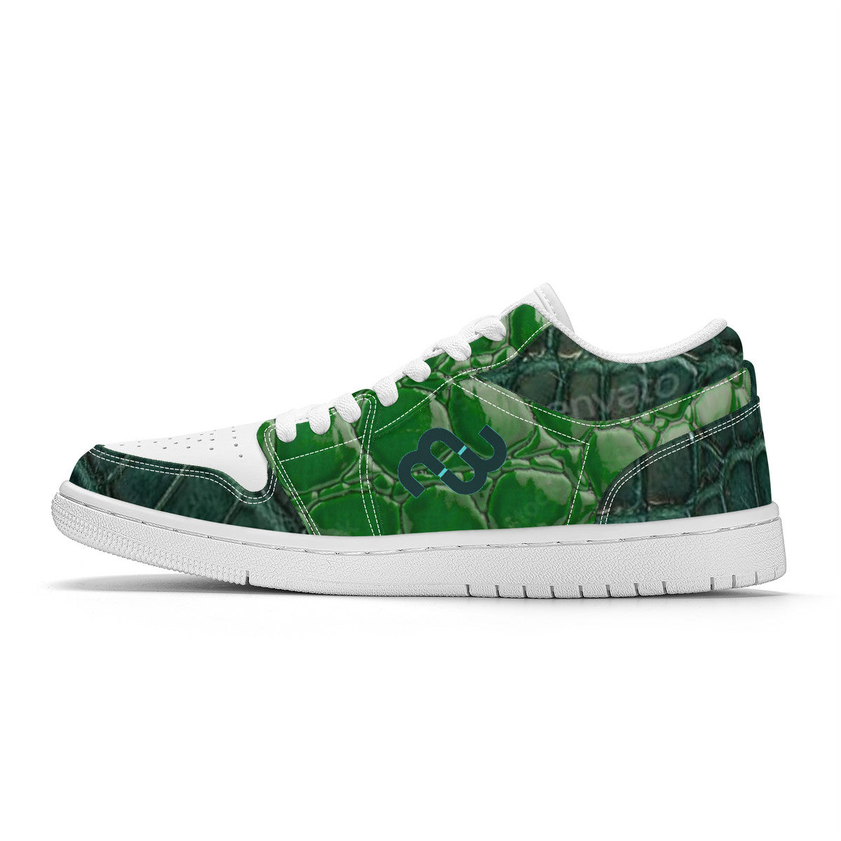 Money Bushae alligator green SF_S40 Unisex Low Top Skateboard Sneakers - White