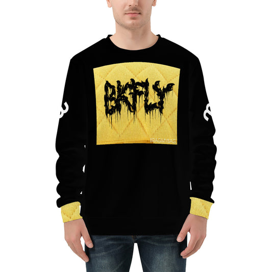 BKFLY Black Yellow Men's All Over Print Sweater