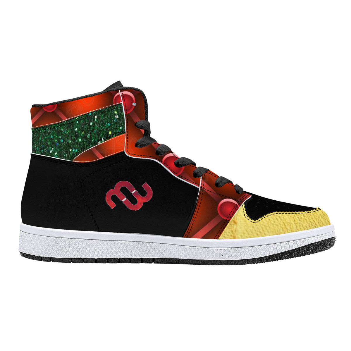 Money Bushae D16 High-Top Synthetic Leather Sneakers - Black