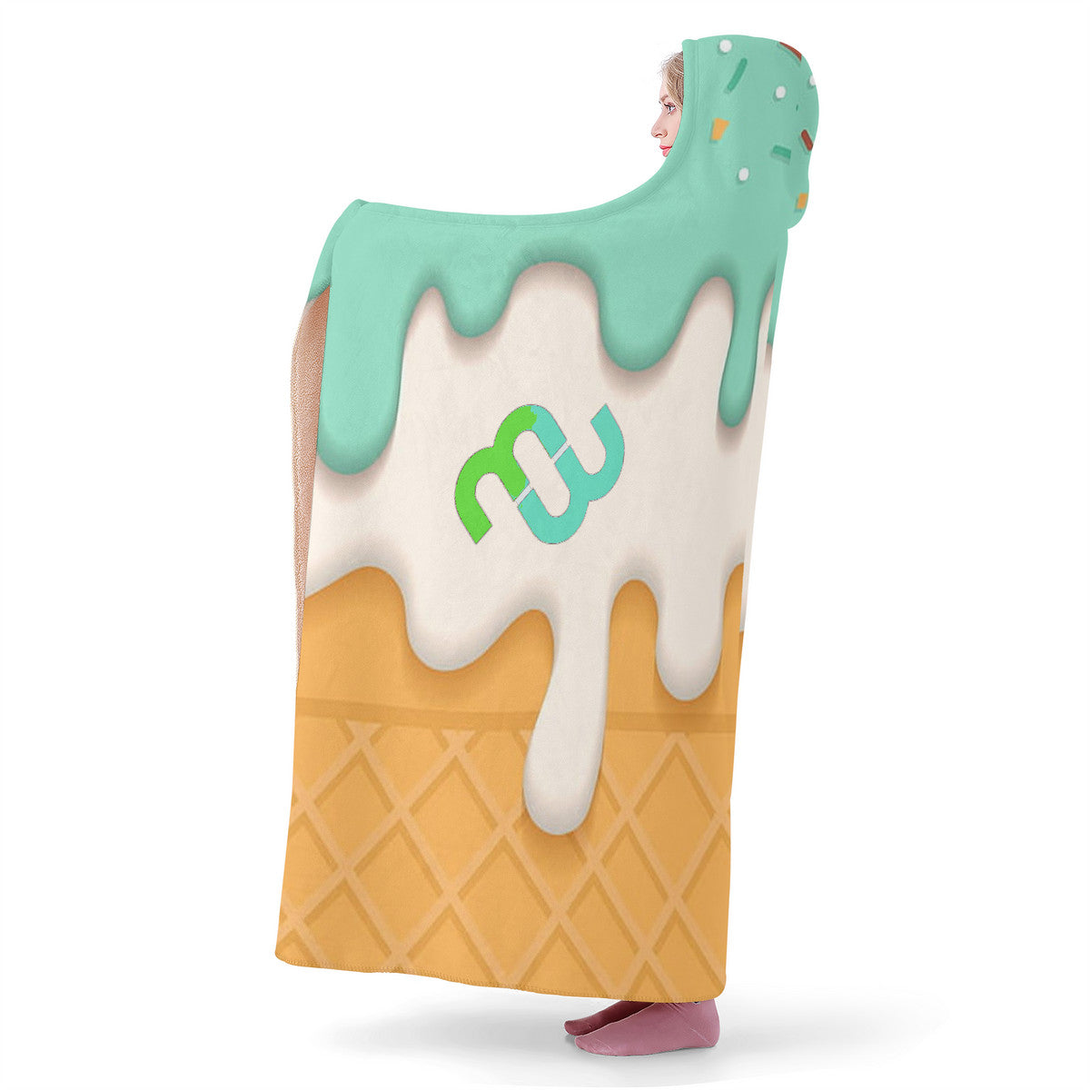 Ice cream cone mint SF_F15 Hooded Blanket