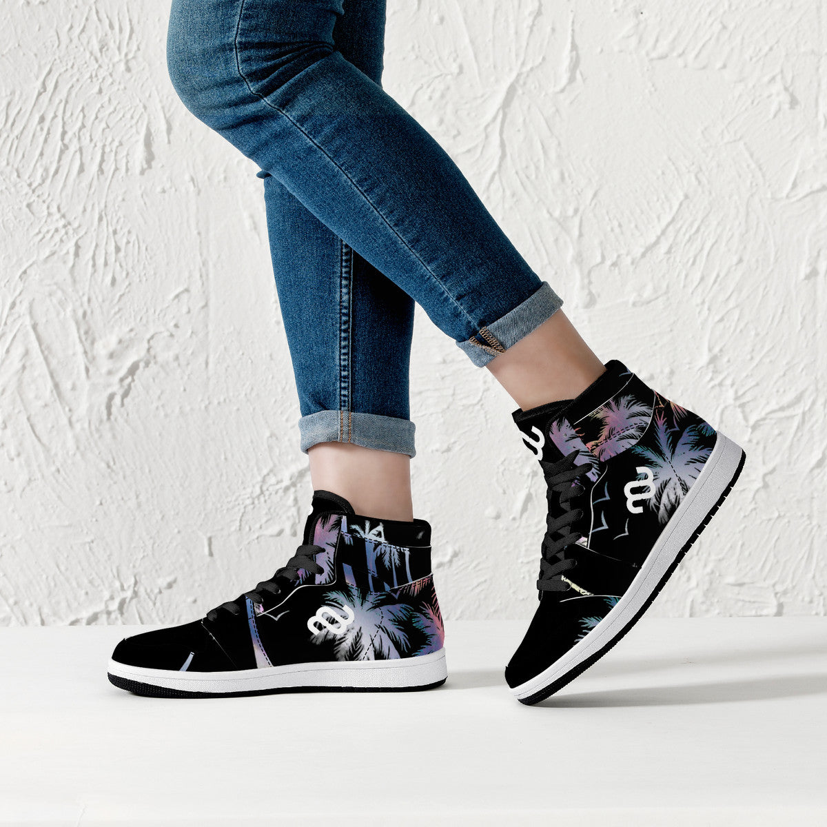 Money Bushae D16 High-Top Synthetic Leather Sneakers - Black