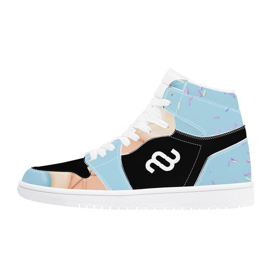 Money Bushae Ice Cream Cone Blue D17 High Top Synthetic Leather Sneaker