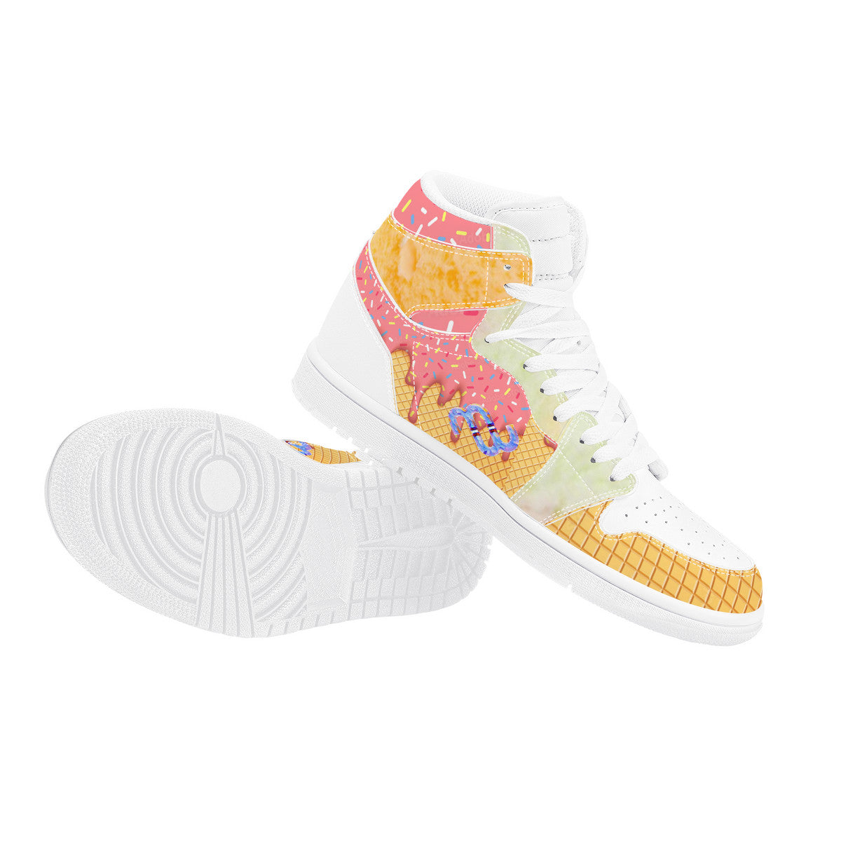 Money Bushae ice cream cone sherbet D17 High Top Synthetic Leather Sneaker