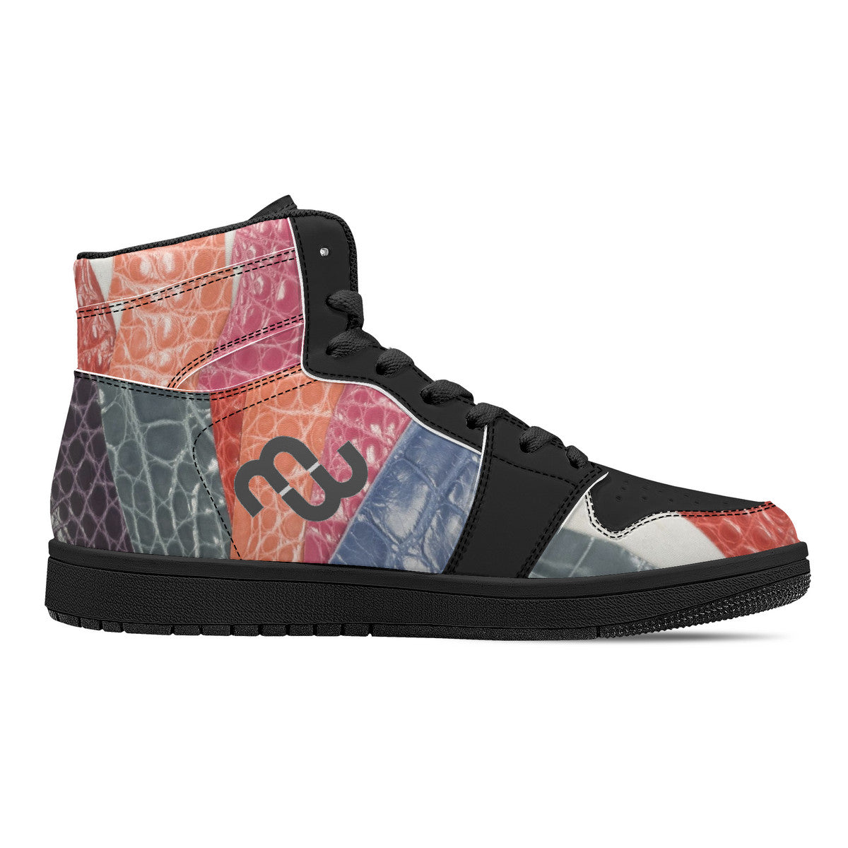 Money Bushae Leather colors D16 High-Top Synthetic Leather Sneakers - Black Bottom