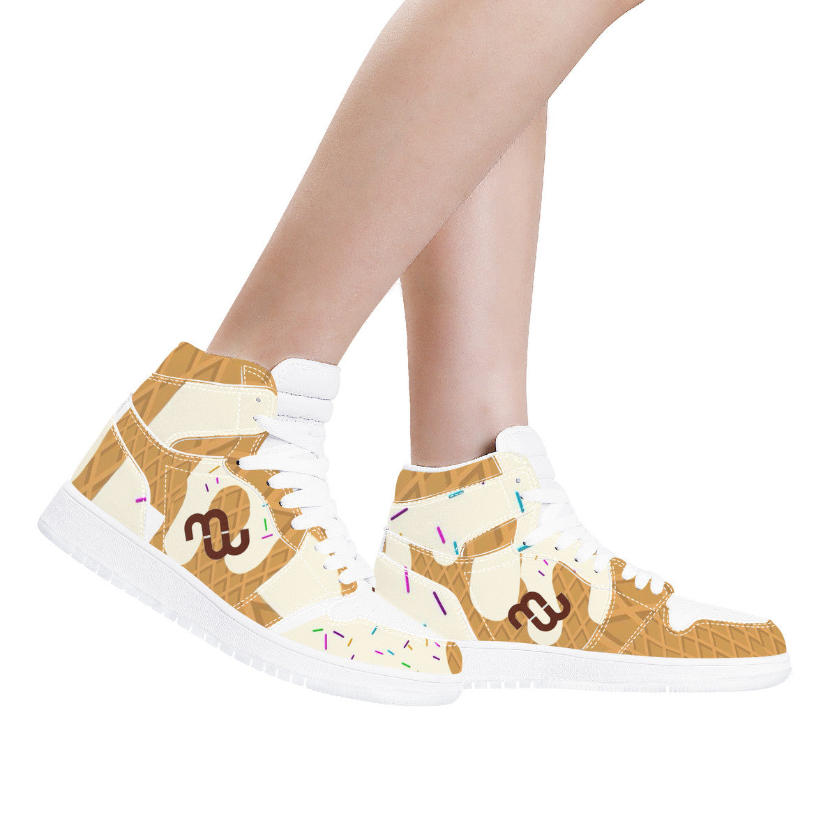 Money Bushae ice cream cone vanilla D17 High Top Synthetic Leather Sneaker