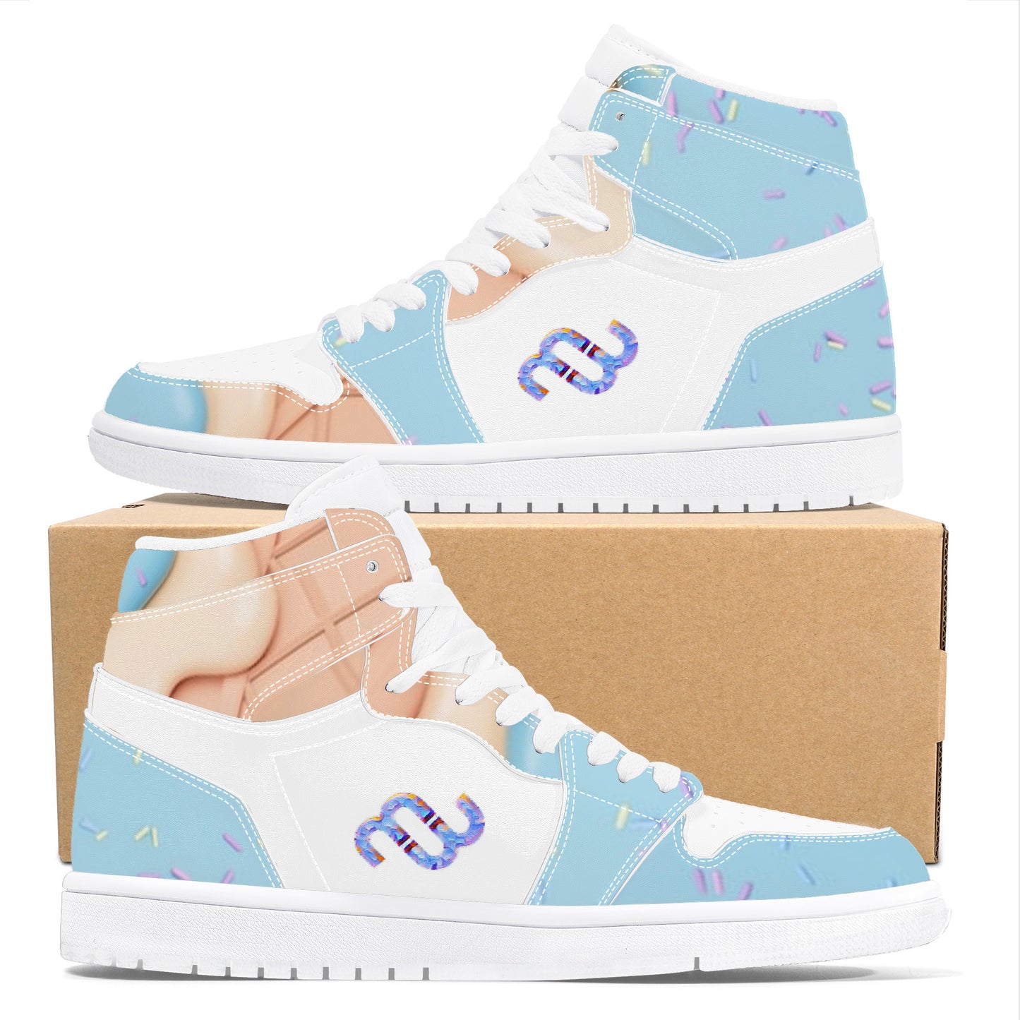 Money Bushae Ice Cream blue D17 High Top Synthetic Leather Sneaker