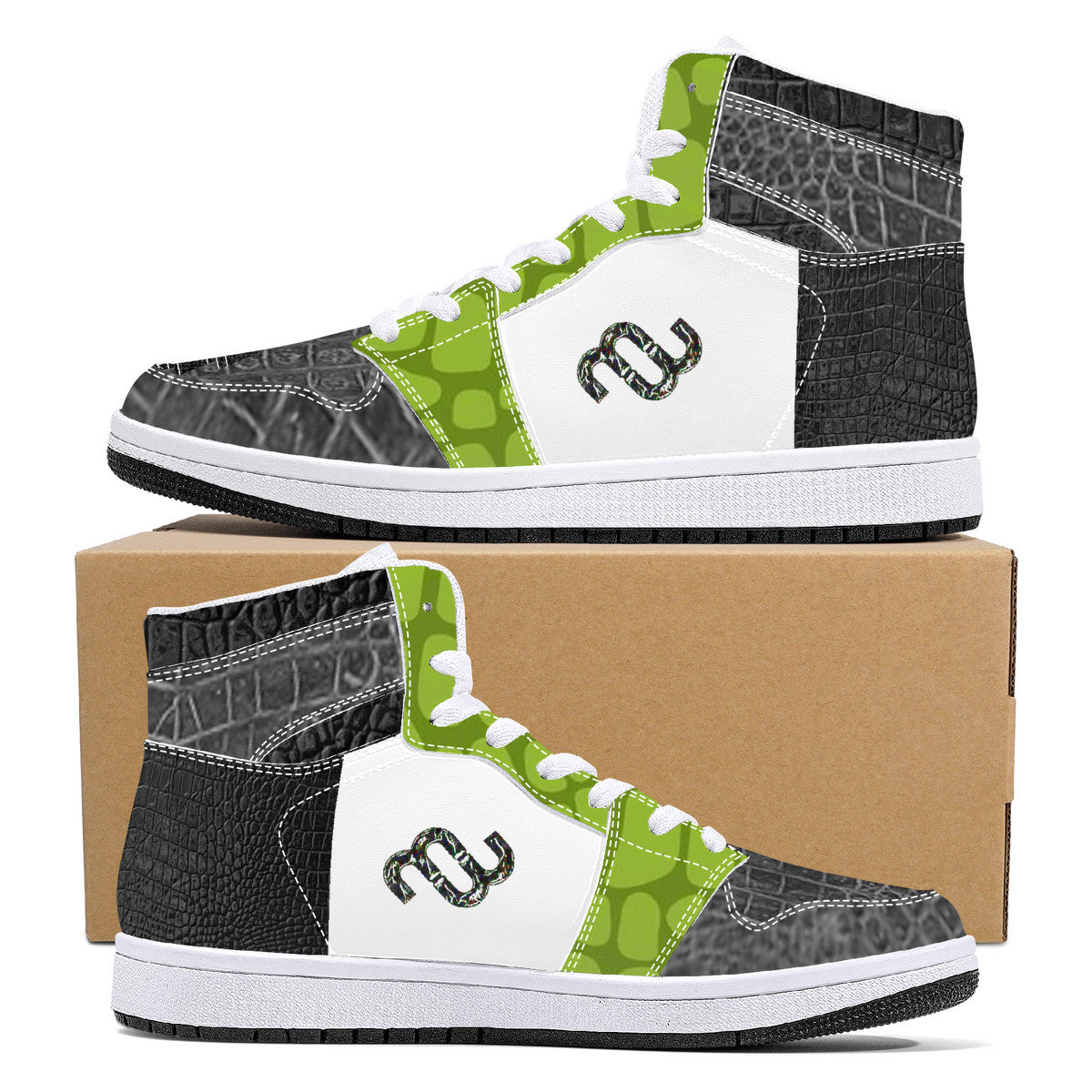 Money Bushae D16 High-Top Synthetic Leather Sneakers - White