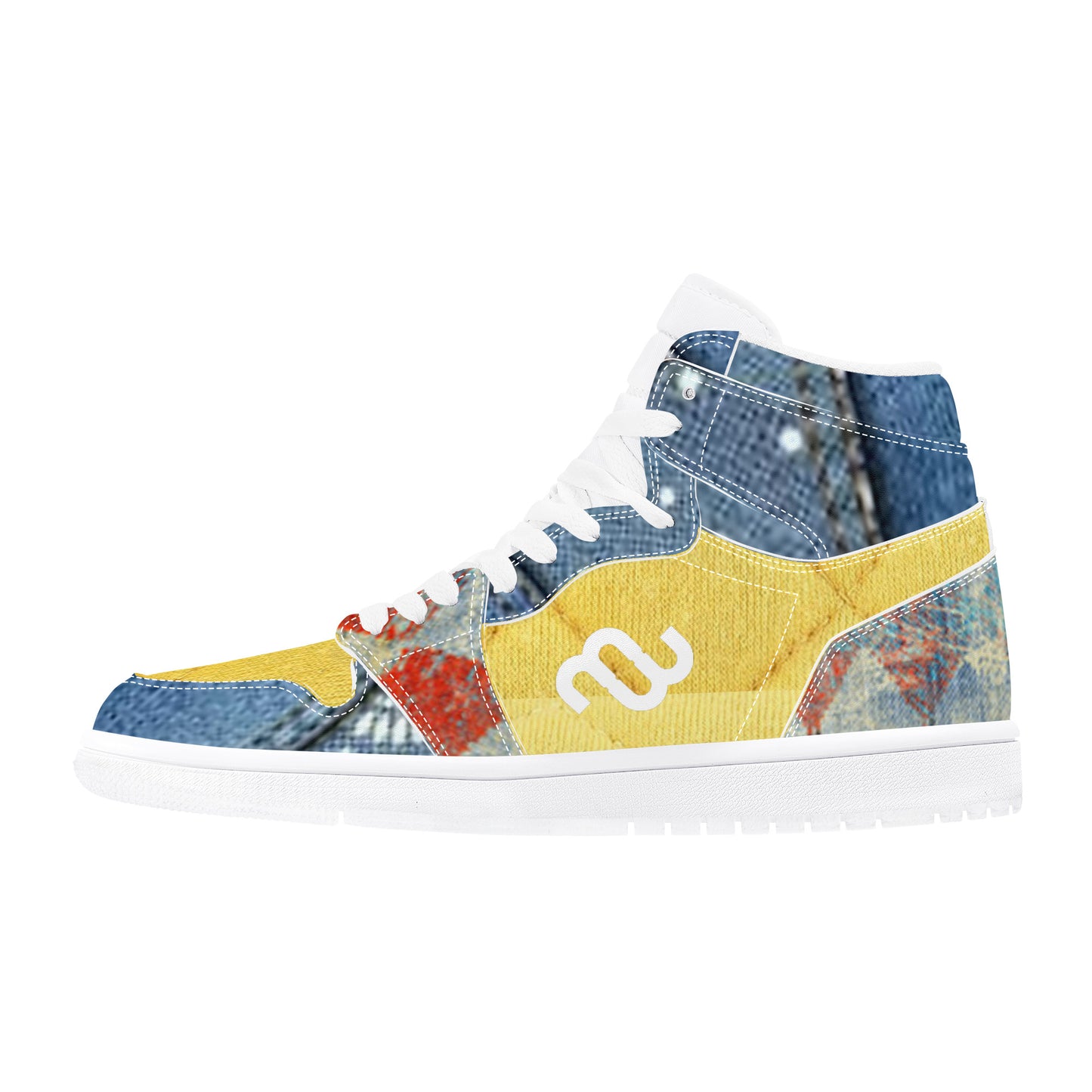 Money Bushae denim D17 High Top Synthetic Leather Sneaker