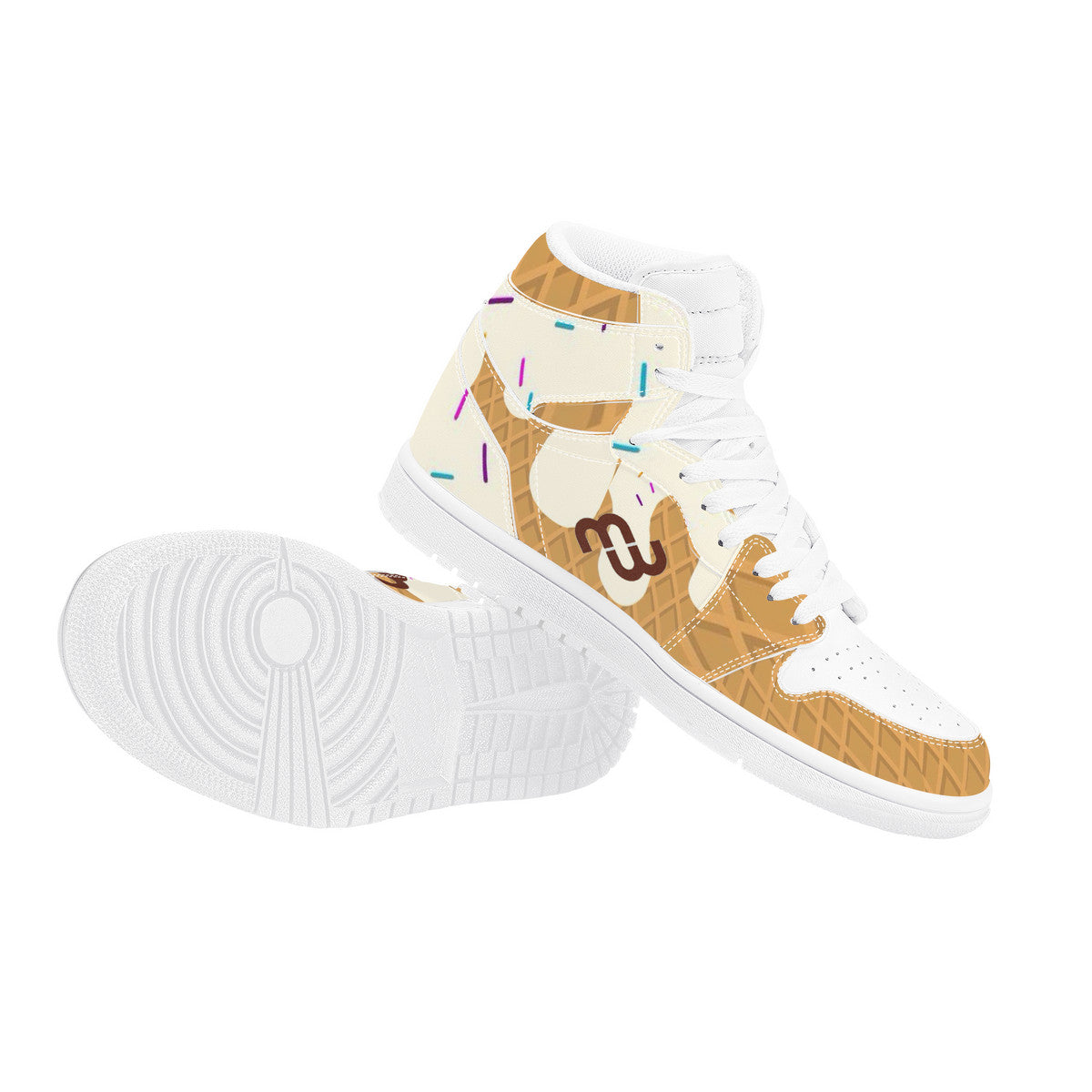 Money Bushae ice cream cone vanilla D17 High Top Synthetic Leather Sneaker