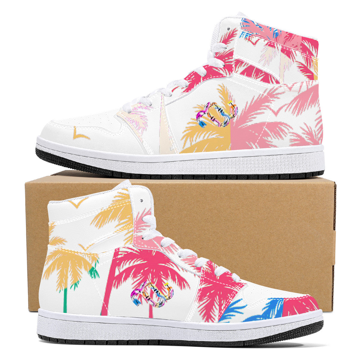 Money Bushae D16 High-Top Synthetic Leather Sneakers - White