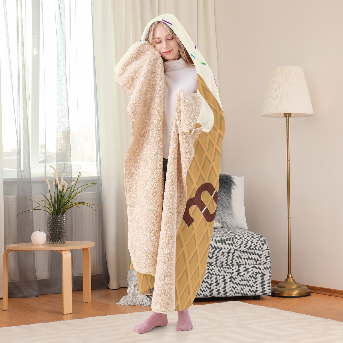 Ice cream cone vanilla  SF_F15 Hooded Blanket