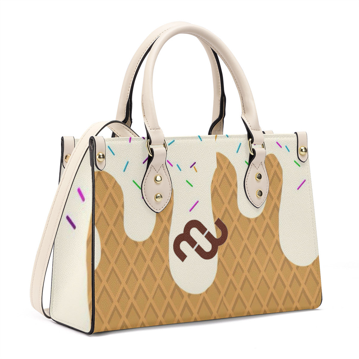 Money Bushae ice cream cone vanilla SF_B3 Luxury Women PU Tote Bag - White