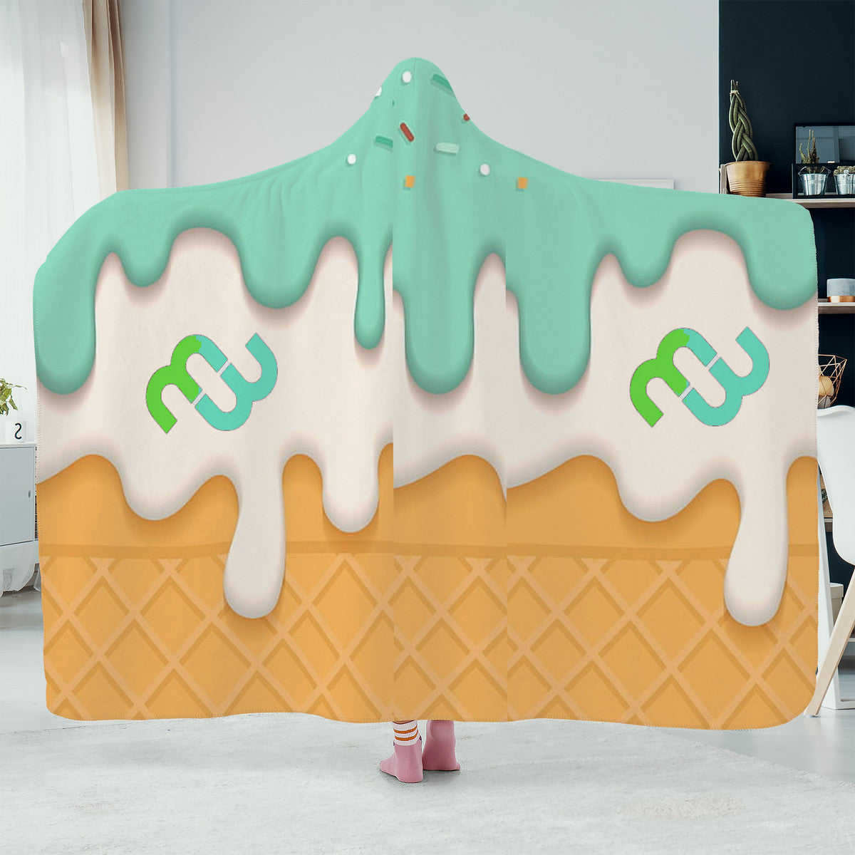 Ice cream cone mint SF_F15 Hooded Blanket