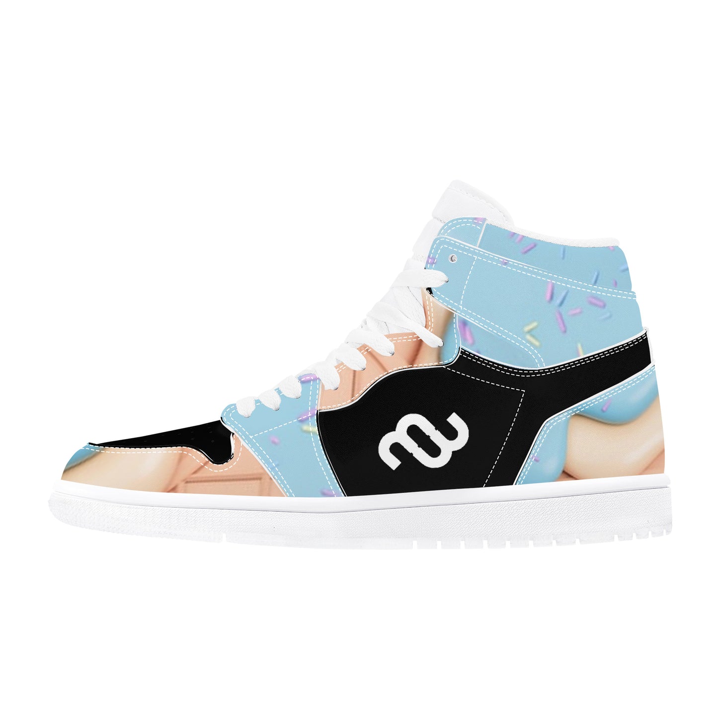 Money Bushae Ice Cream Cone Blue D17 High Top Synthetic Leather Sneaker