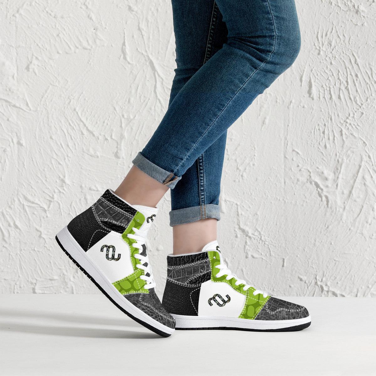 Money Bushae D16 High-Top Synthetic Leather Sneakers - White