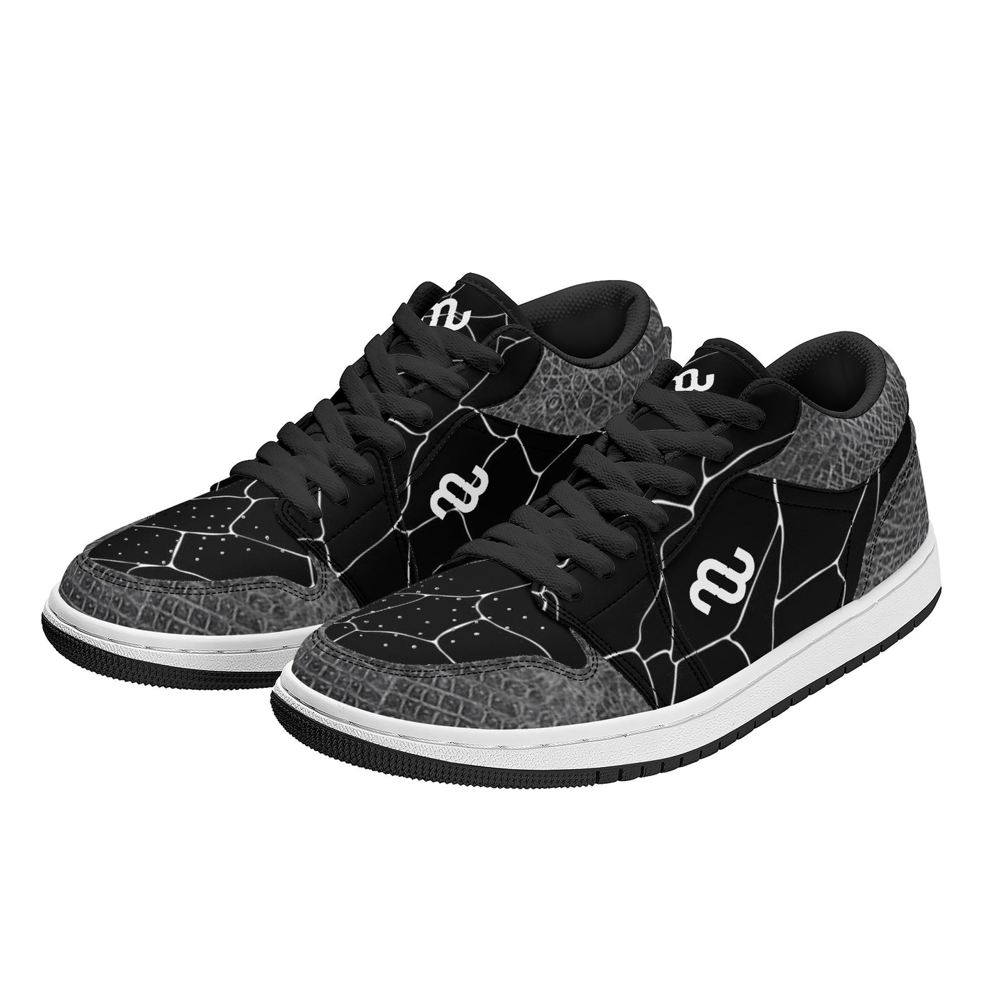 Money Bushae Gator Skin SF_S40 Unisex Low Top Skateboard Sneakers - Black