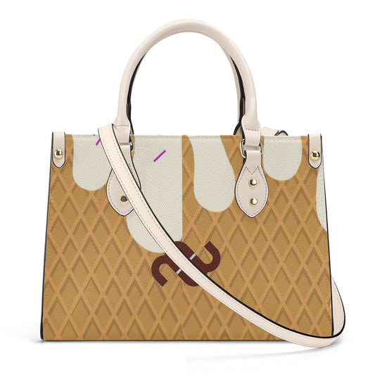 Money Bushae ice cream cone vanilla SF_B3 Luxury Women PU Tote Bag - White