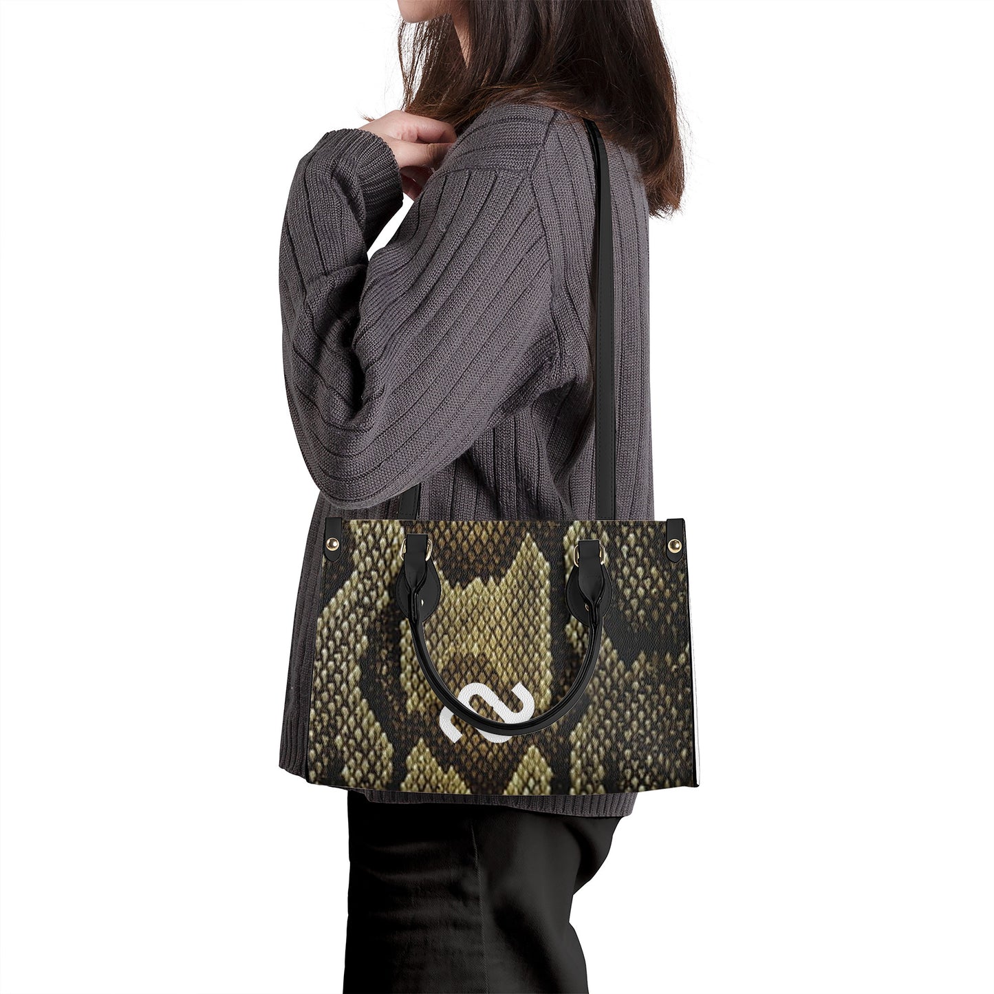 Money Bushae Snake Skin  SF_B3 Luxury Women PU Tote Bag - Black