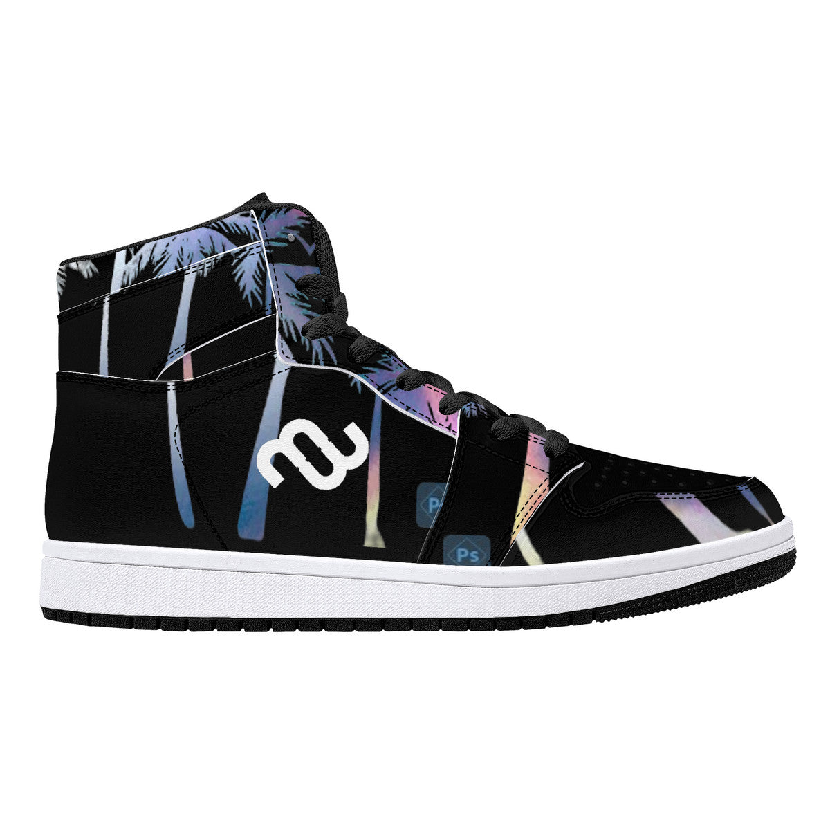 Money Bushae D16 High-Top Synthetic Leather Sneakers - Black