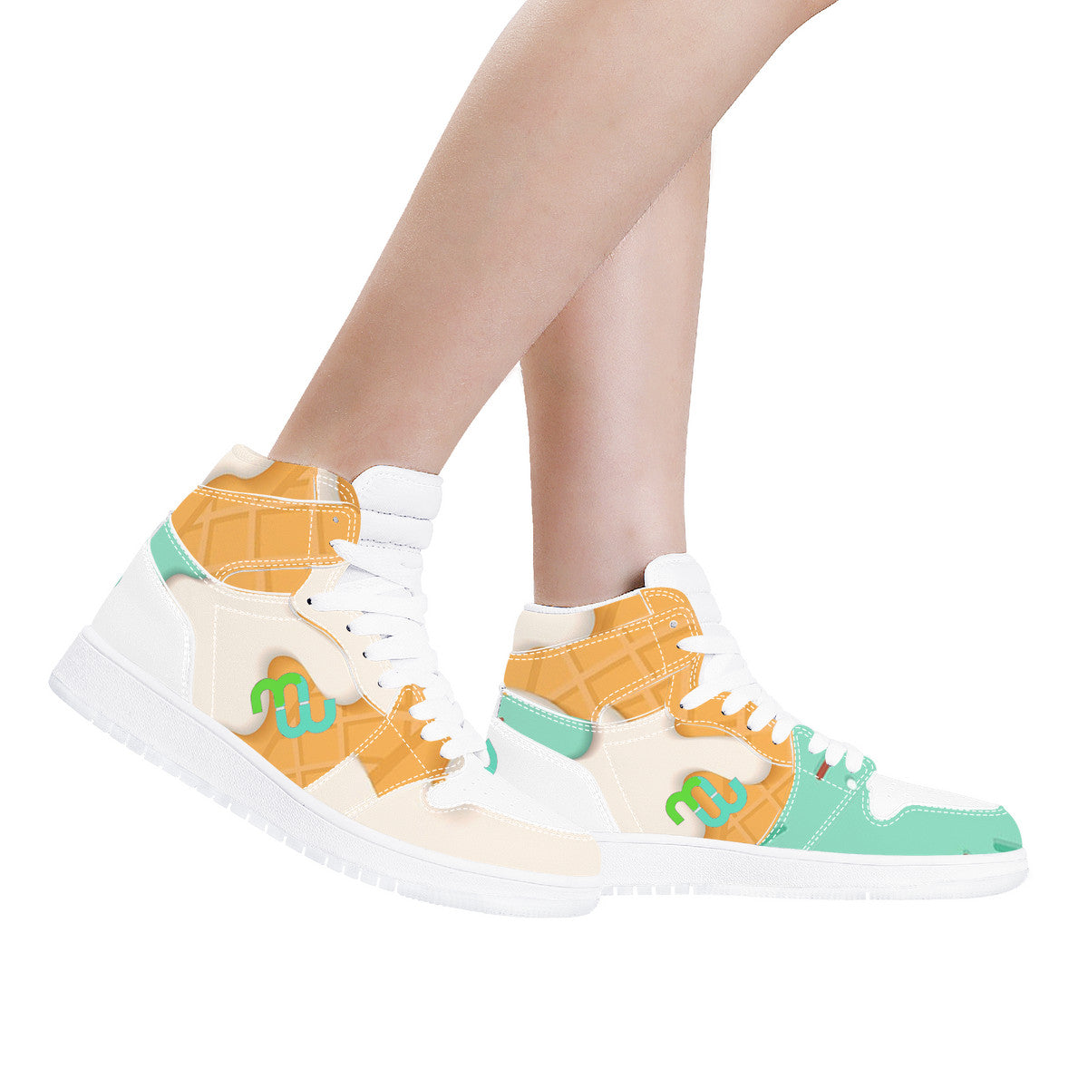 Money Bushae ice cream cone mint D17 High Top Synthetic Leather Sneaker