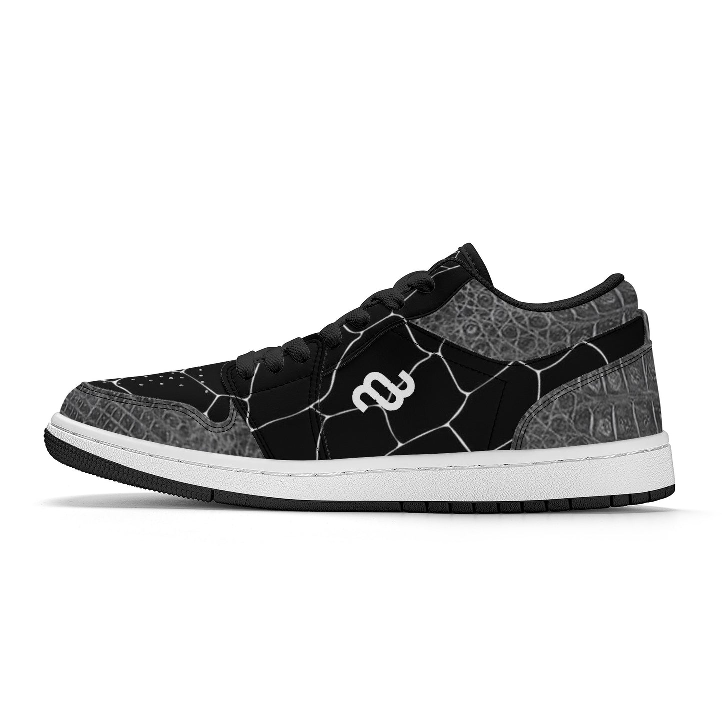 Money Bushae Gator Skin SF_S40 Unisex Low Top Skateboard Sneakers - Black